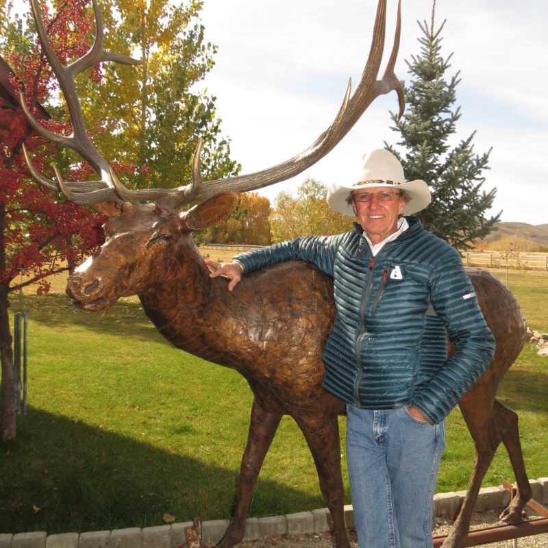 Russ with Elk sculpture